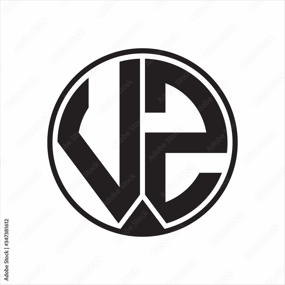VZ Logo monogram circle with piece ribbon style on white background VZ Logo monogram circle with piece ribbon style on white background