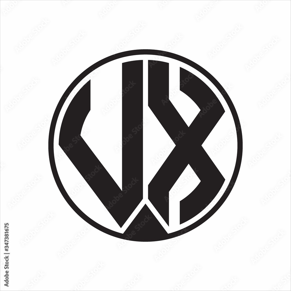 VX Logo monogram circle with piece ribbon style on white background VX Logo monogram circle with piece ribbon style on white background