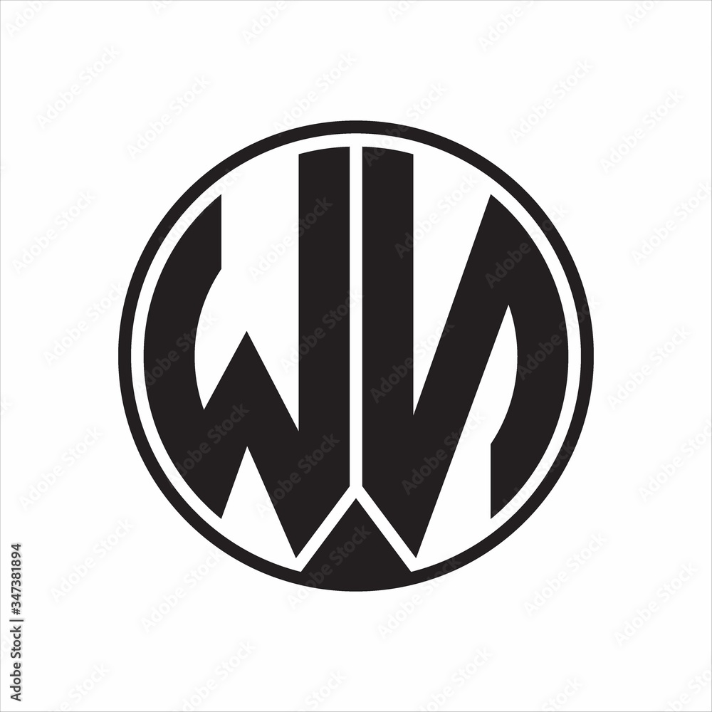 WN Logo monogram circle with piece ribbon style on white background WN Logo monogram circle with piece ribbon style on white background