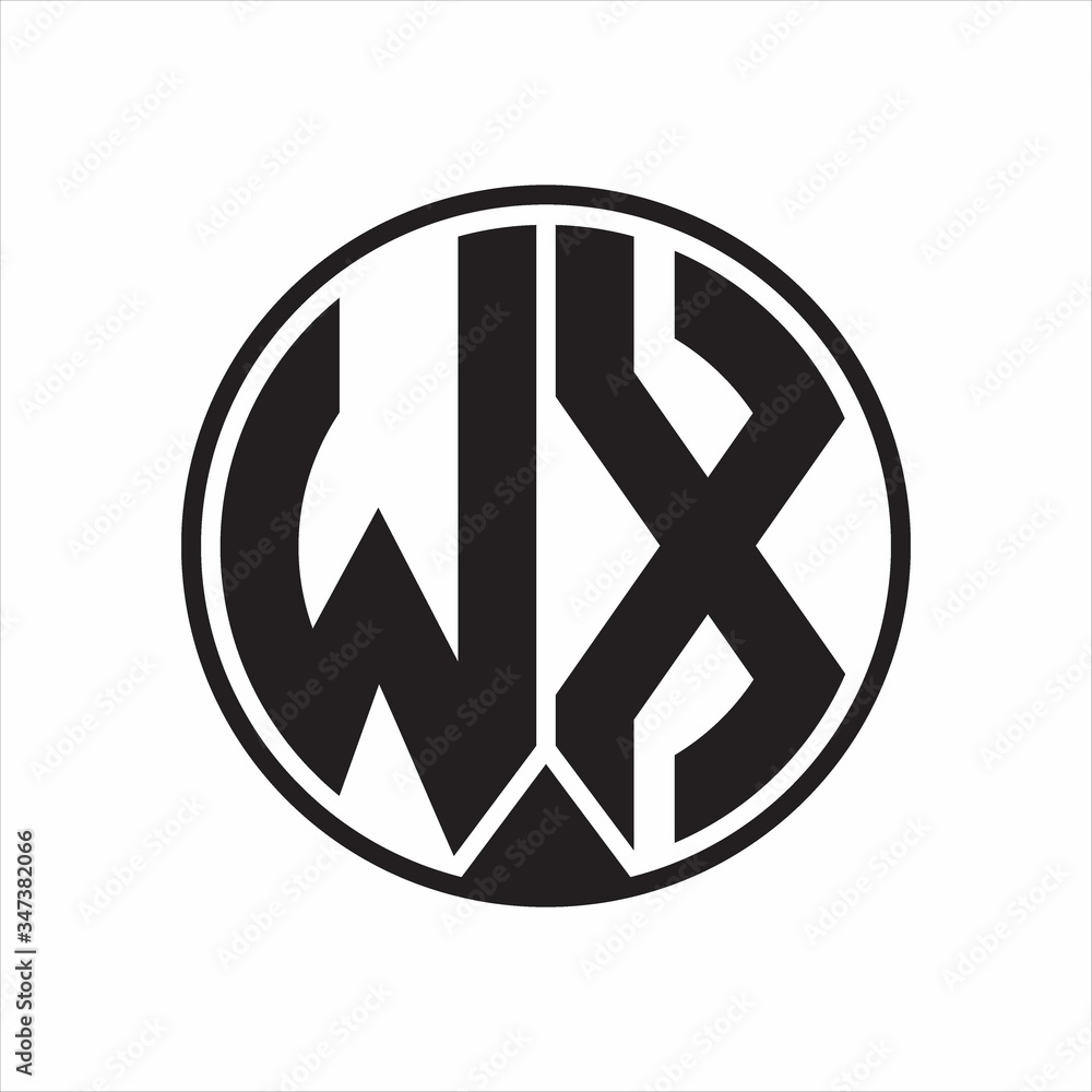 WX Logo monogram circle with piece ribbon style on white background WX Logo monogram circle with piece ribbon style on white background