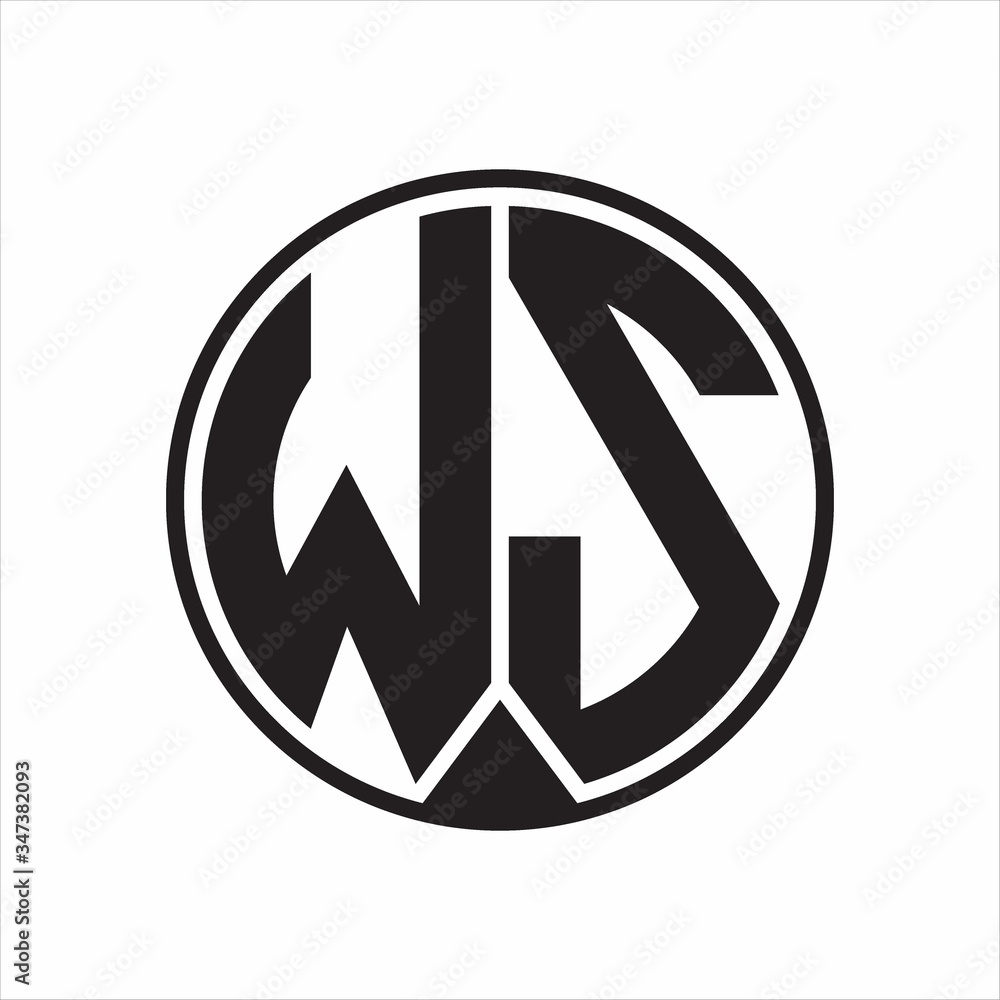 WS Logo monogram circle with piece ribbon style on white background
