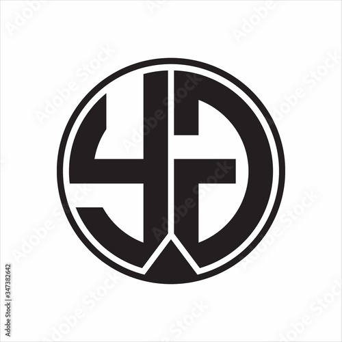 YG Logo monogram circle with piece ribbon style on white background