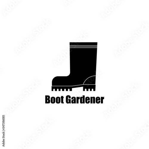 black boot gardener on white background, icon, logo, vector, illustration