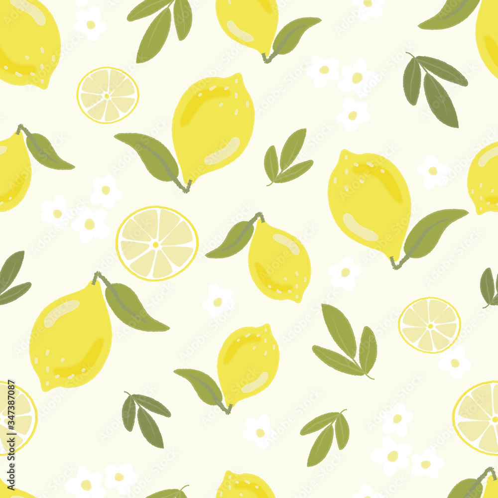 hand draw style yellow lemon seamless pattern hand draw style yellow lemon seamless pattern