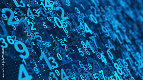 Abstract Numbers background - Mathematical, Numbers concept. 3d rendering
