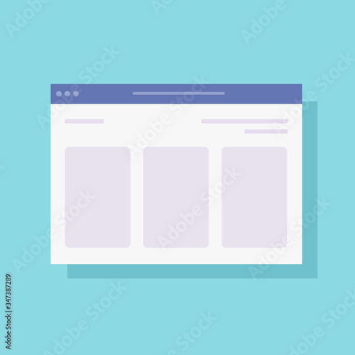 Web internet browser window icon vector flat cartoon, illustrated website symbol isolated on color background modern design image