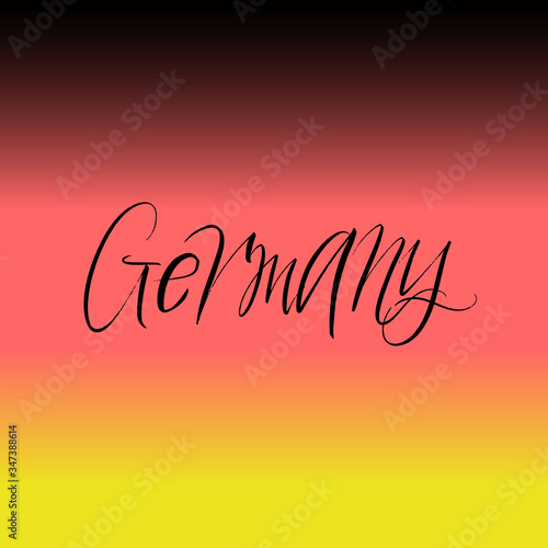 Bild auf Leinwand Germany brush paint hand drawn lettering on background with flag