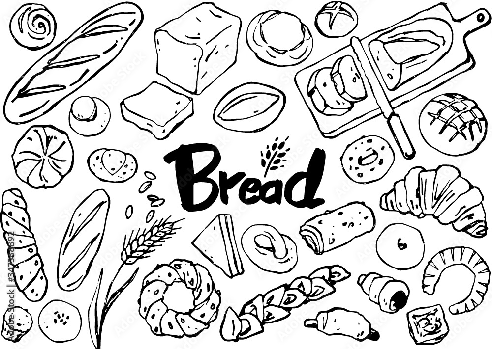 イラスト素材 パン ブレッド カフェ 朝食 飲食店 Stock Vector Adobe Stock