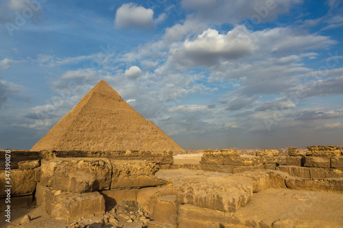 Famous great Giza Pyramids in sand desert in Cairo