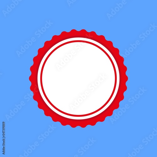 Certificate rosette circular frame template. Vector draft element for stamp seals in red color isolated on blue background.
