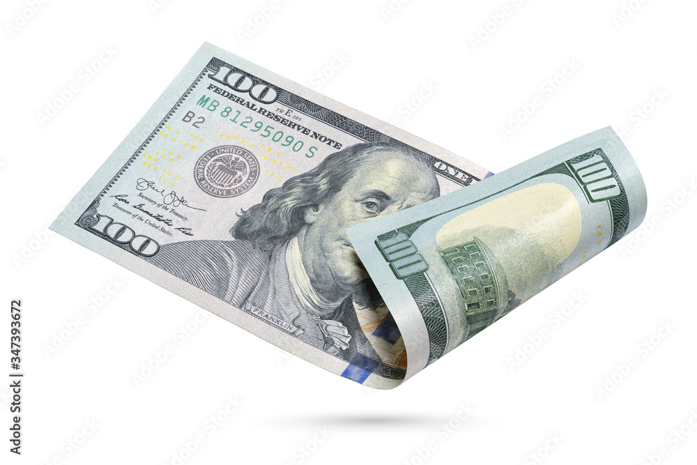 One hundred dollars bill isolated on a white background. One hundred dollars bill isolated on a white background.
