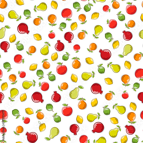 Fruits seamless vector pattern. Isolated fruit illustration, great for wallpaper, textile and texture design. Kids design, fabric, wrapping, apparel.