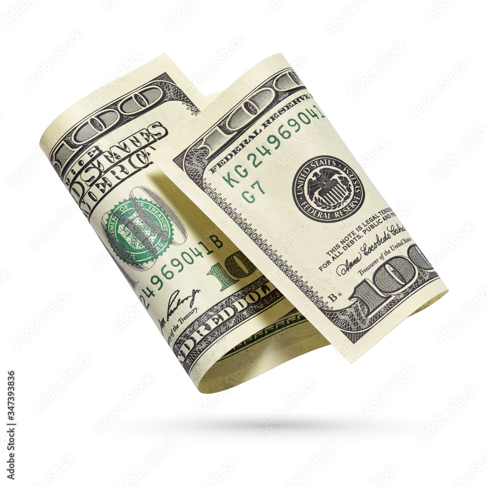 One hundred dollars bill isolated on a white background. One hundred dollars bill isolated on a white background.