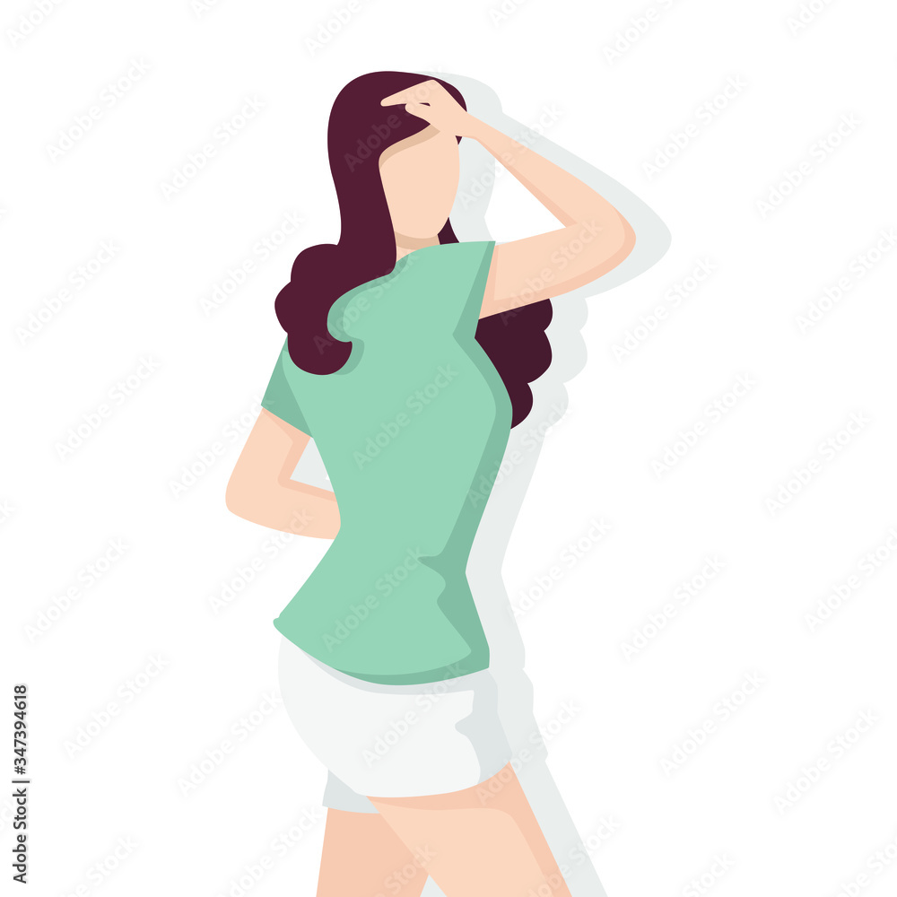 Happy woman in modern flat style, simple people and fashion concept on white background. Happy woman in modern flat style, simple people and fashion concept on white background.