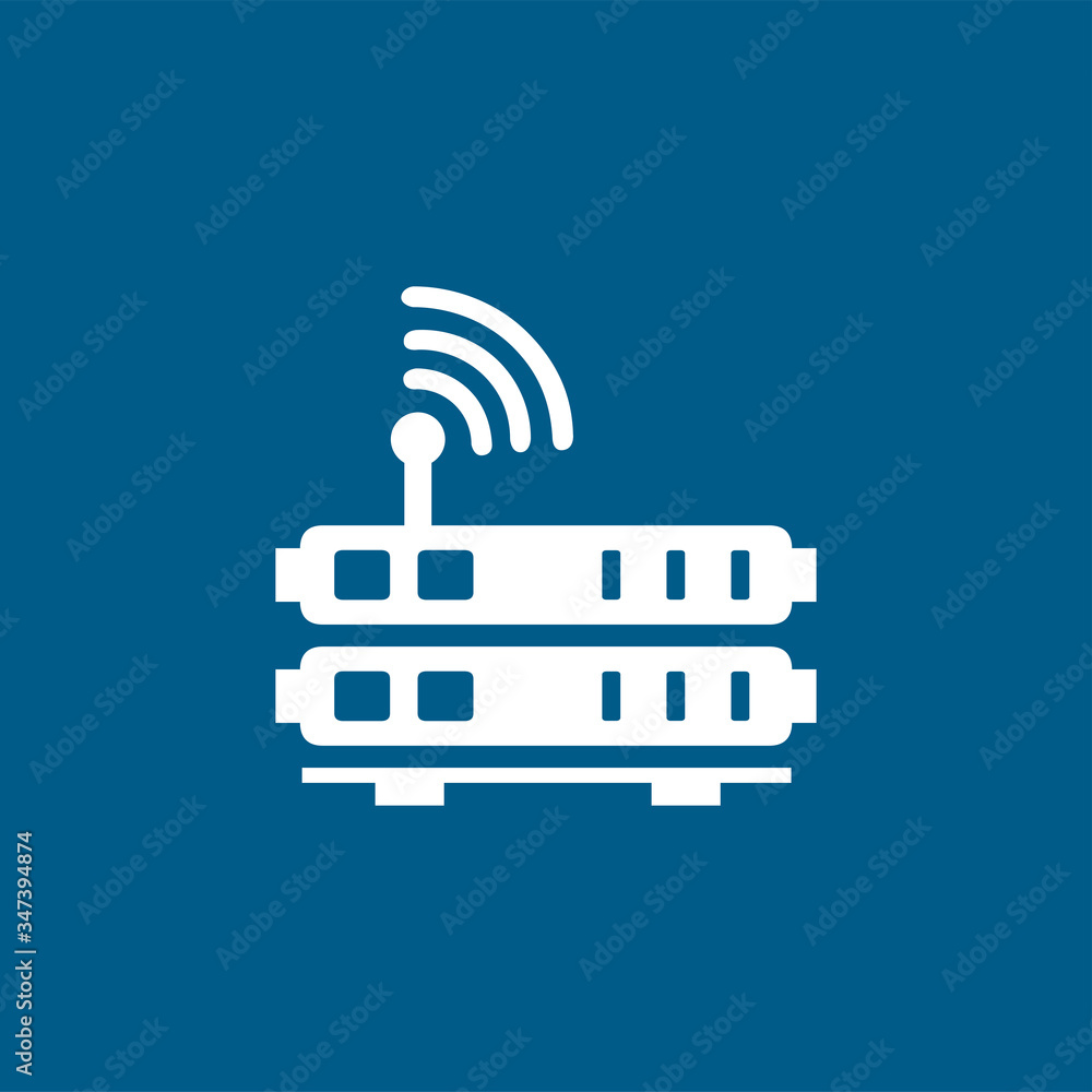 Router Icon On Blue Background. Blue Flat Style Vector Illustration Router Icon On Blue Background. Blue Flat Style Vector Illustration
