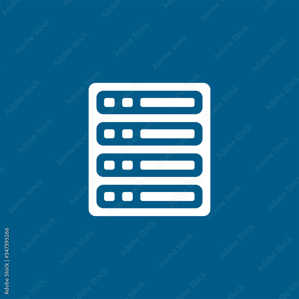 Server Icon On Blue Background. Blue Flat Style Vector Illustration Server Icon On Blue Background. Blue Flat Style Vector Illustration