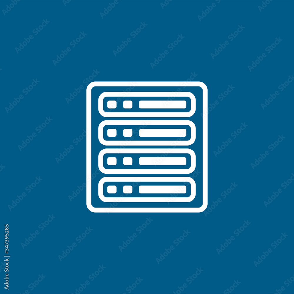 Server Line Icon On Blue Background. Blue Flat Style Vector Illustration Server Line Icon On Blue Background. Blue Flat Style Vector Illustration