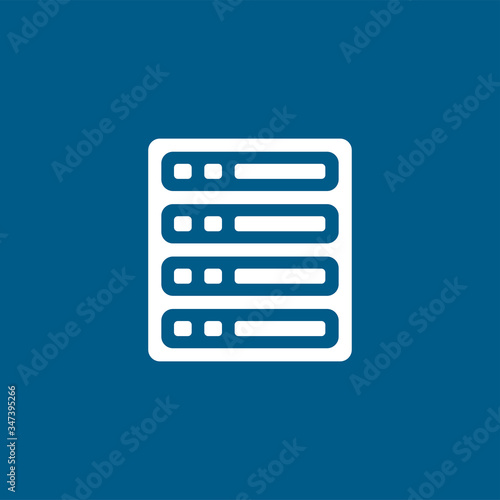 Server Icon On Blue Background. Blue Flat Style Vector Illustration © Stock Ninja Studio