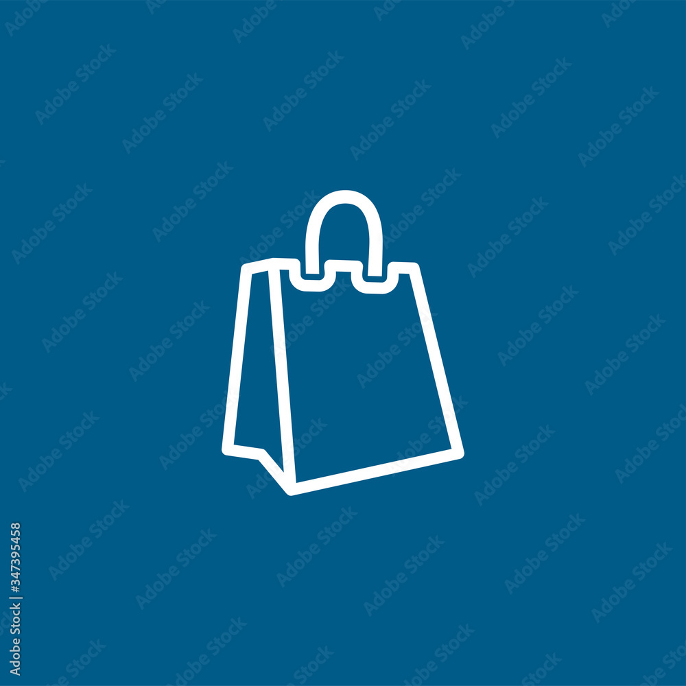 Shopping Bag Line Icon On Blue Background. Blue Flat Style Vector Illustration Shopping Bag Line Icon On Blue Background. Blue Flat Style Vector Illustration