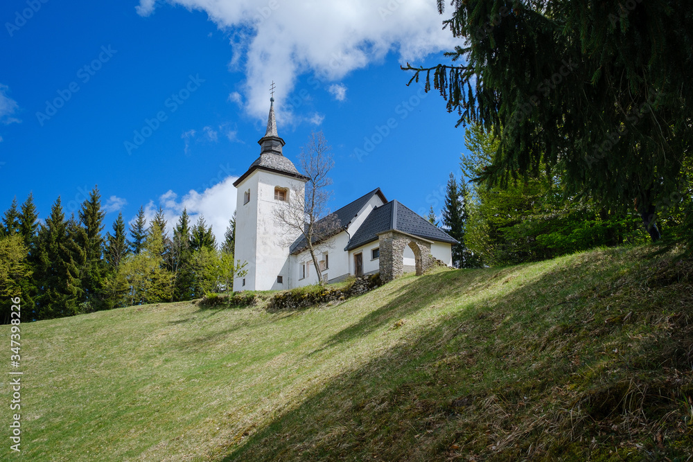 Obraz premium Miklavška gora panoramic hill above Selca