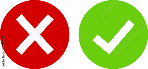 Green tick, red cross. Art design with text do and don't. Right or wrong. True or false.