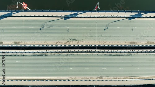 Top view of a motorway with a small amount of cars photo