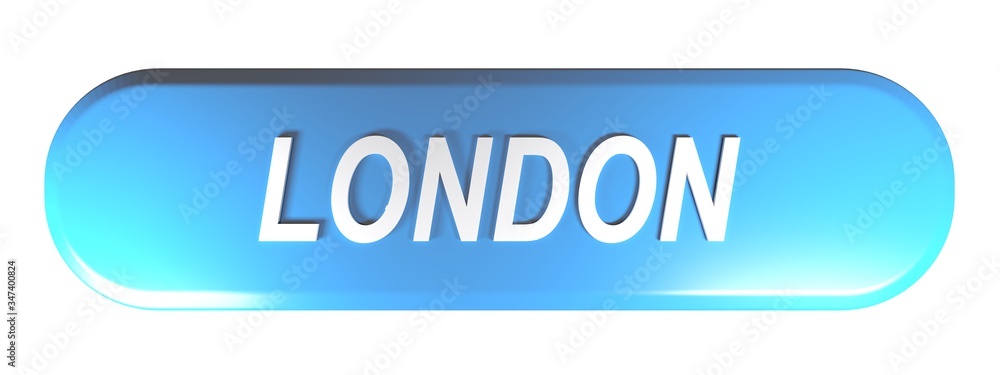 LONDON blue rounded rectangle push button - 3D rendering illustration LONDON blue rounded rectangle push button - 3D rendering illustration