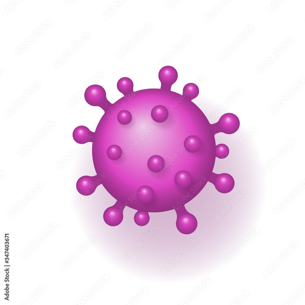 Coronavirus 2019-nCoV. Corona virus 3D icon. Pink sign isolated on white background. China pathogen respiratory infection. Design bacteria-cell. Influenza pandemic. Corona-virus. Vector illustration Coronavirus 2019-nCoV. Corona virus 3D icon. Pink sign isolated on white background. China pathogen respiratory infection. Design bacteria-cell. Influenza pandemic. Corona-virus. Vector illustration