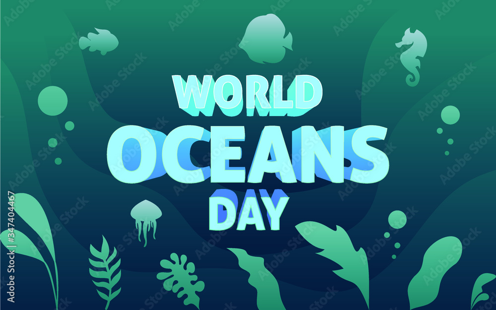 Design illustration vector social media card,background, landing page, banner graphic, World oceans day holiday. Design illustration vector social media card,background, landing page, banner graphic, World oceans day holiday.