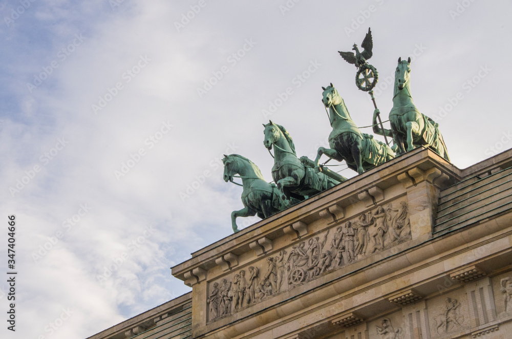 Quadriga on Brandenburg Gate (Brandenburger Tor) in Berlin, Germany/Deutschland Quadriga on Brandenburg Gate (Brandenburger Tor) in Berlin, Germany/Deutschland
