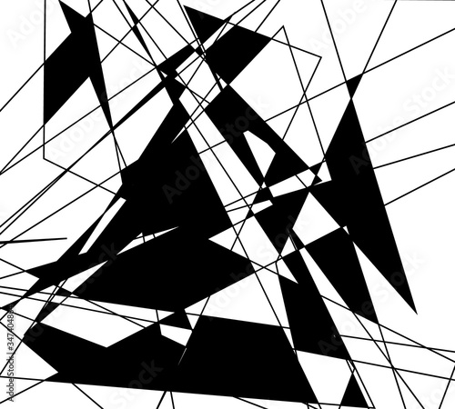 Vintage line art black abst...