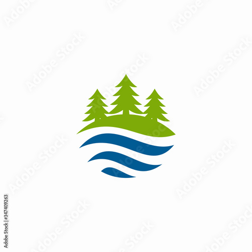 tree and river logo circle abstract