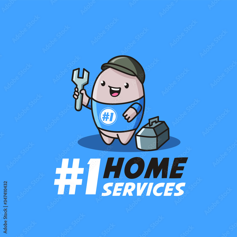 mascot home service logos, cartoon characters homework