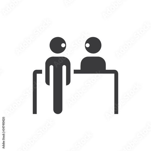 Registration desk vector , Customer service desk icon , Ticket  counter desk simple  illustration design