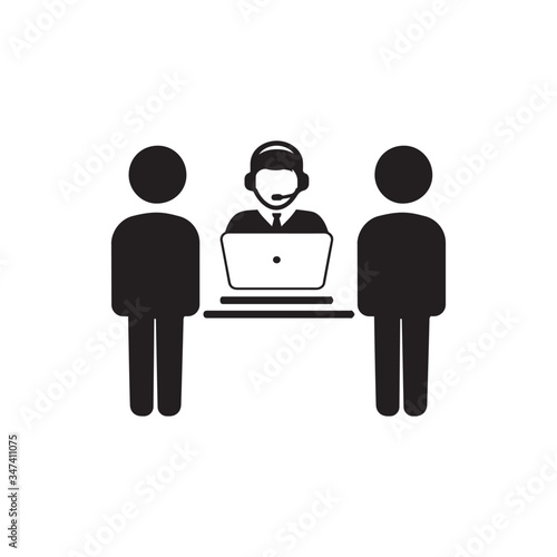 Registration desk vector , Customer service desk icon , Ticket  counter desk simple  illustration design