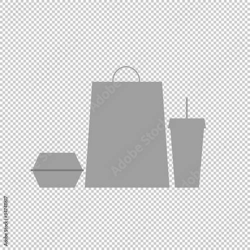 Fast food dishes isolated on white background. Vector illustration.