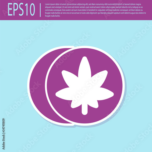 Retro purple Herbal ecstasy tablets icon isolated on turquoise background.  Vector Illustration
