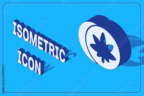 Isometric Herbal ecstasy tablets icon isolated on blue background.  Vector Illustration