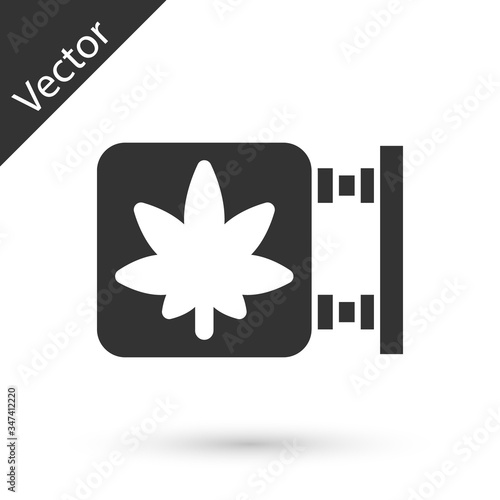 Grey Marijuana and cannabis store icon isolated on white background. Equipment and accessories for smoking, storing medical cannabis.  Vector Illustration