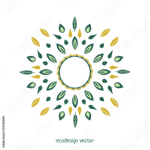 Vector ornament from Wheat Ears leaves and seed. Eco design round pattern. Vector Decorative Borders Design. Logo design template, icons and badges for natural and organic product in linear style.