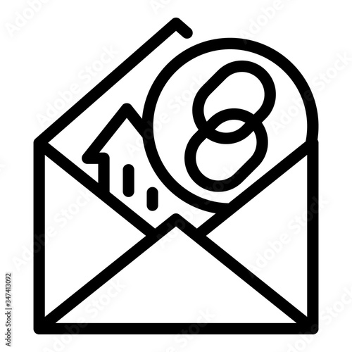Hyperlink mark in the envelope icon. Outline hyperlink mark in the envelope vector icon for web design isolated on white background