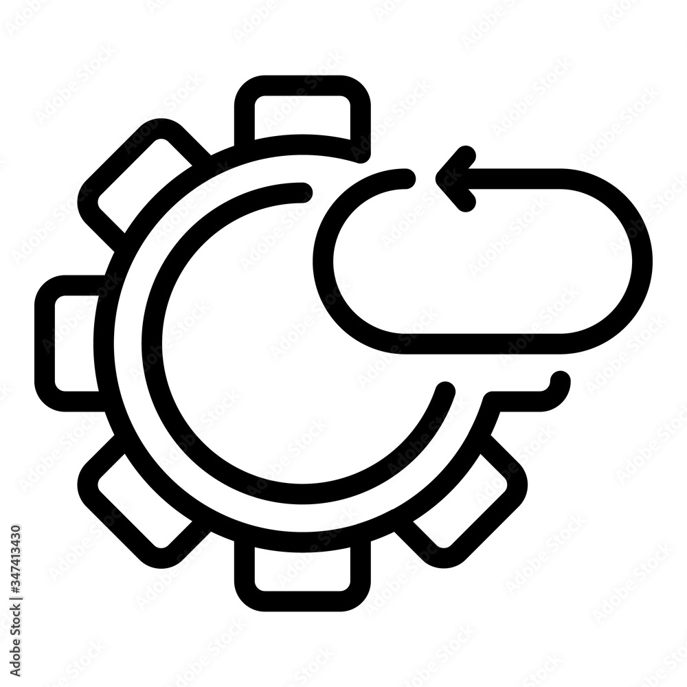 Arrow and gear icon. Outline arrow and gear vector icon for web design isolated on white background Arrow and gear icon. Outline arrow and gear vector icon for web design isolated on white background
