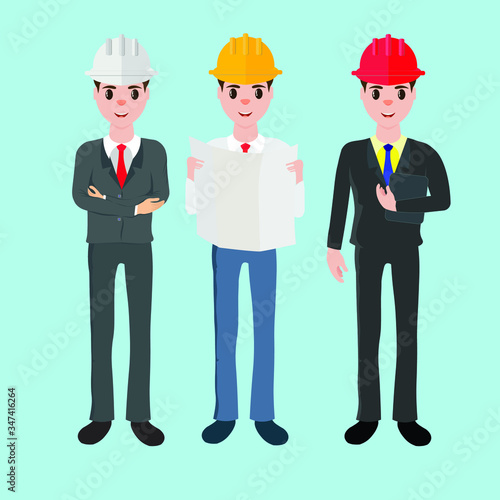Set of icons for various male builders and designers.