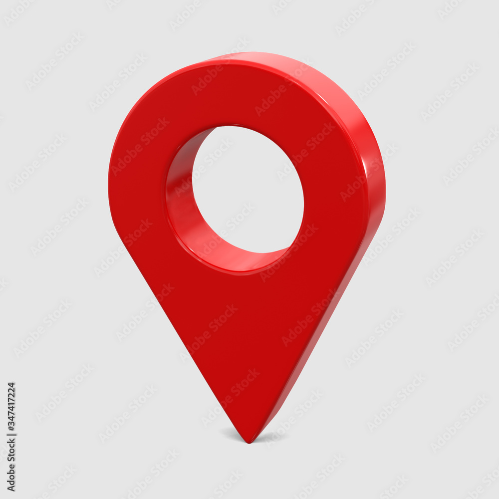 3d illustration of google pin isolated on white background, location symbol icon in 3d shape on blank space - obrazy, fototapety, plakaty 