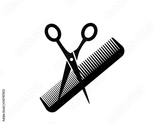 Flat icon scissors and combs isolated on white background. Beauty saloon.
