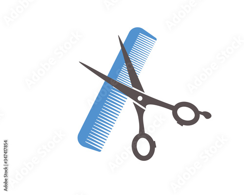 Flat icon scissors and combs isolated on white background. Beauty saloon.