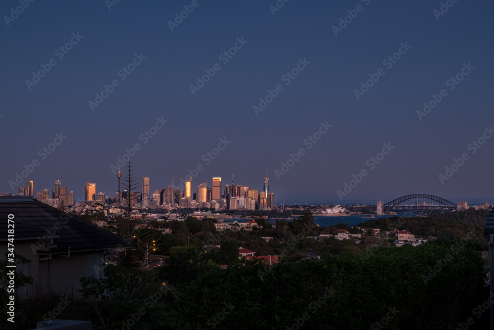 first light on sydney city