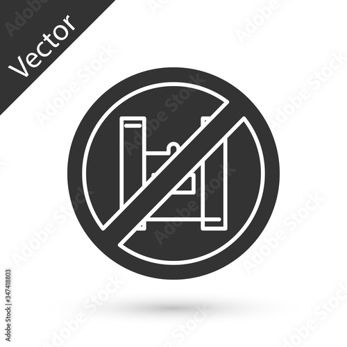 Grey Say no to plastic bags poster icon isolated on white background. Disposable cellophane and polythene package prohibition sign.  Vector Illustration