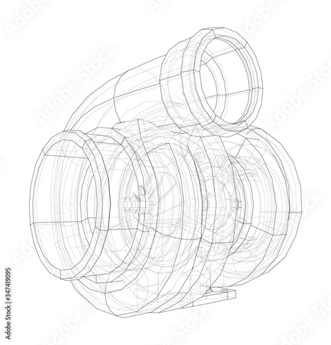 Automobile turbocharger concept outline. Vector © cherezoff