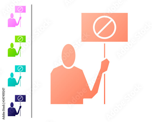Coral Nature saving protest icon isolated on white background. Earth planet protection, environmental issues demonstration. Set color icons. Vector Illustration